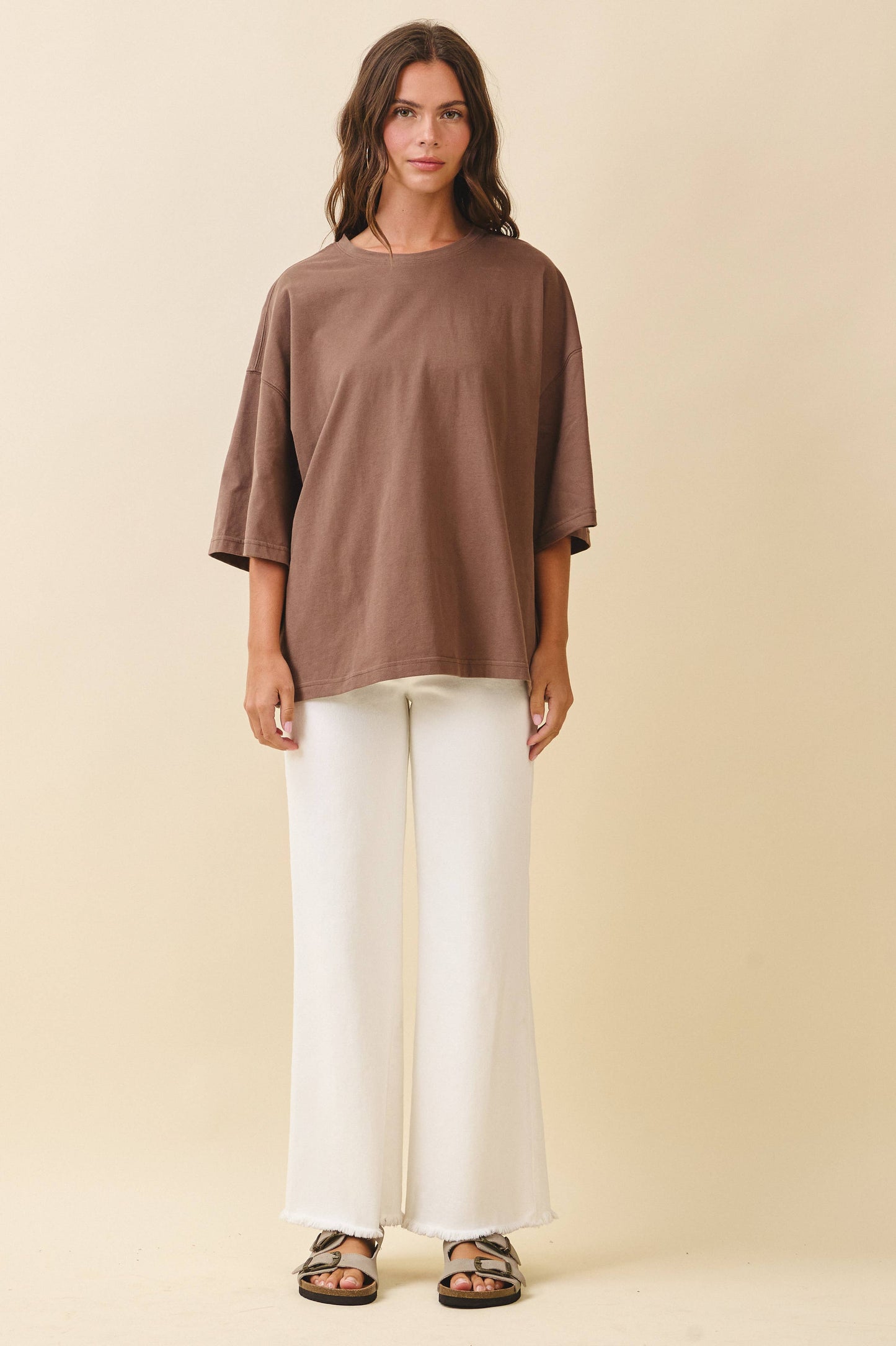 7164GK Wide Leg Raw Hem Denim Pants