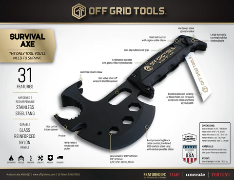 Off Grid Tools Survival Axe