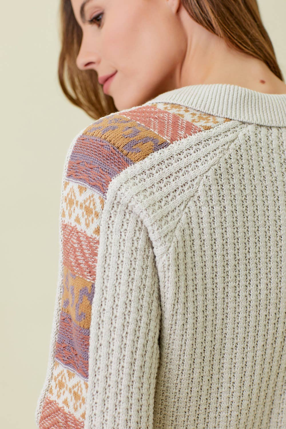 60290 Mixed Weaving Sweater Jacket