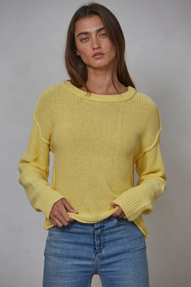 W1155 | Knit Sweater Crew Neck Long Sleeve Pullover Top