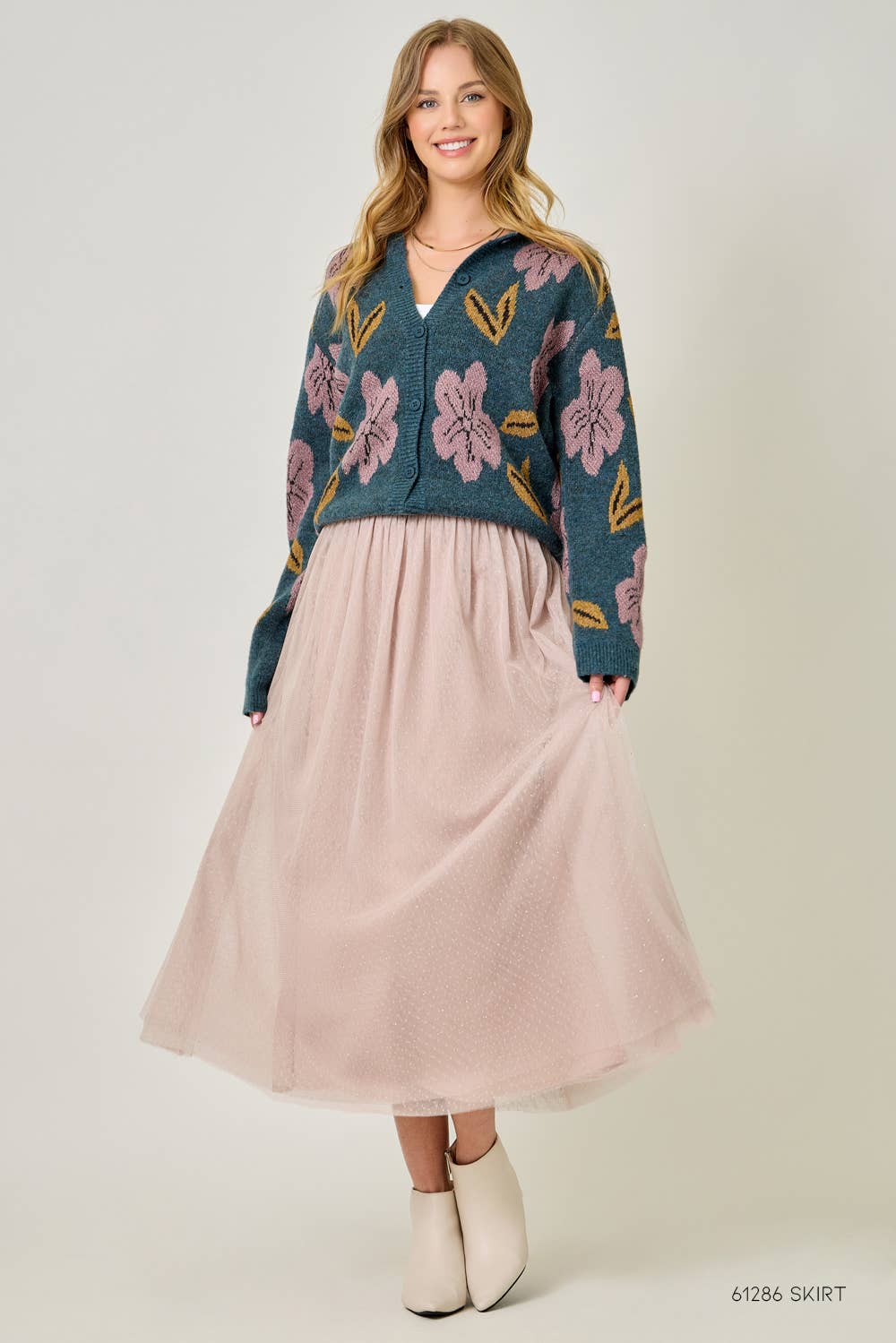 61133 Floral Sweater Cardigan