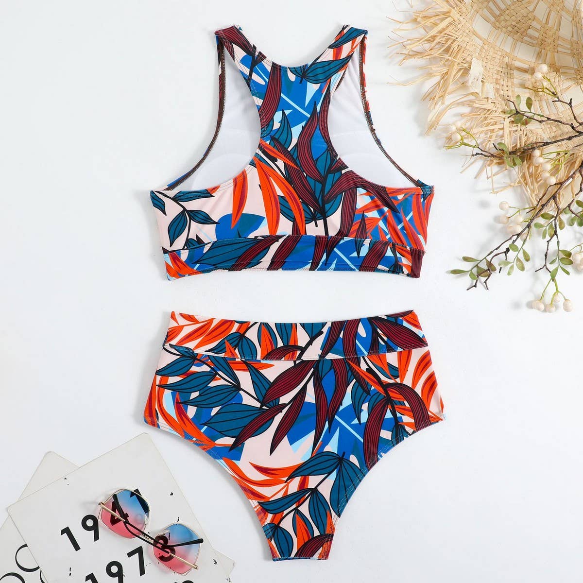 High Waist Bikini Set - Solid Color Swimsuit_CWMW0191