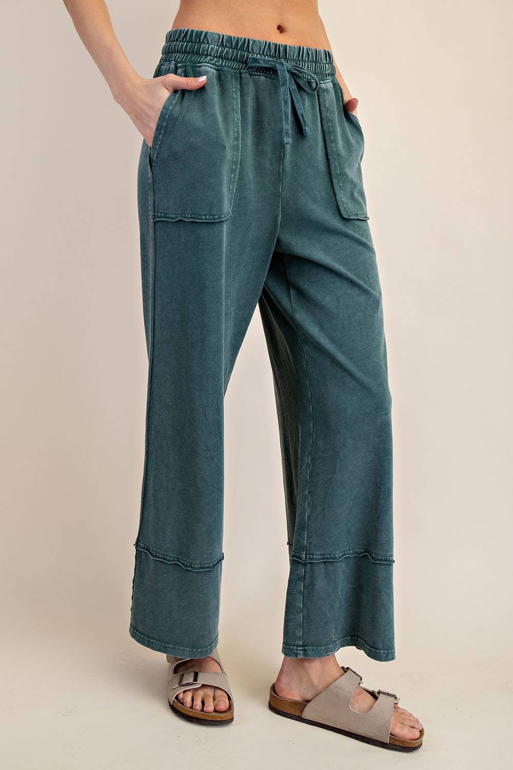 MINERAL WASHED WIDE LEG PANT