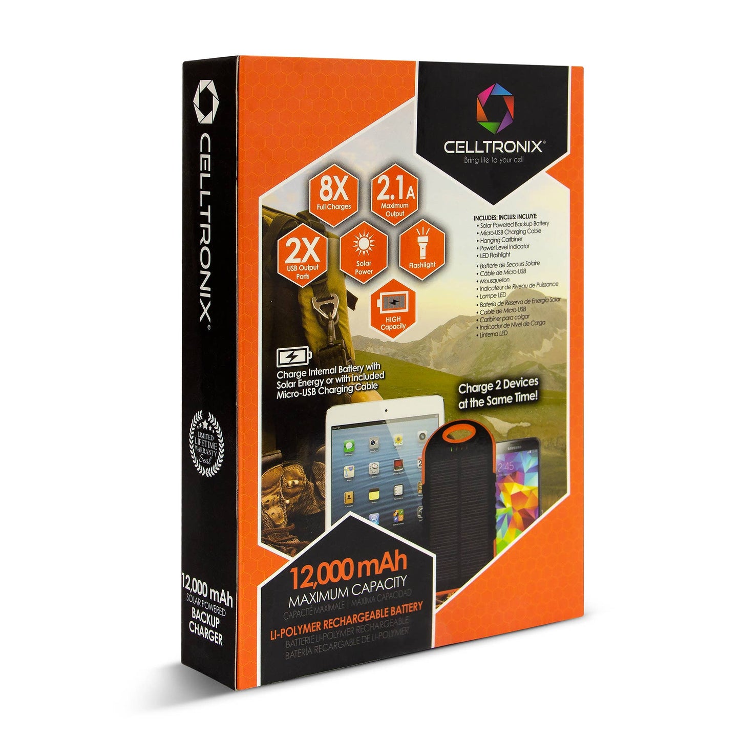 Celltronix MCX 12,000 mAh Solar & Cable Portable Charger