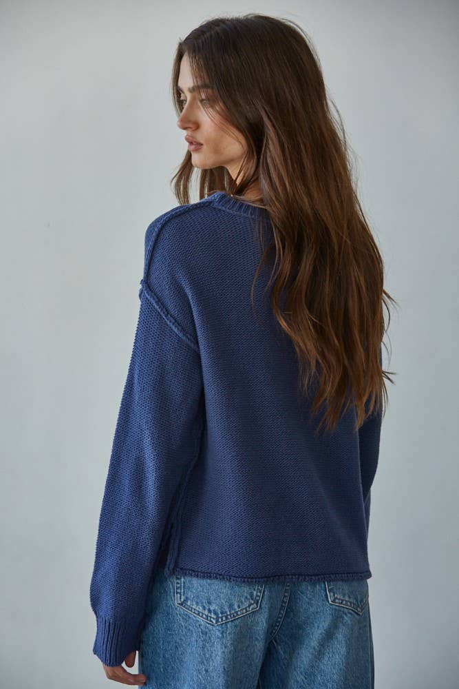 W1155 | Knit Sweater Crew Neck Long Sleeve Pullover Top