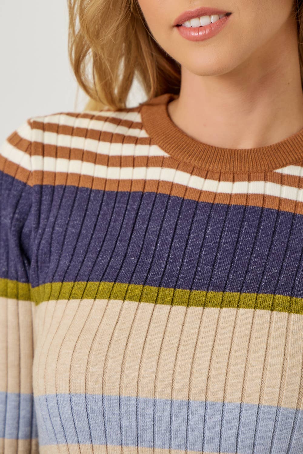 60429 Color Block Striped Sweater Top