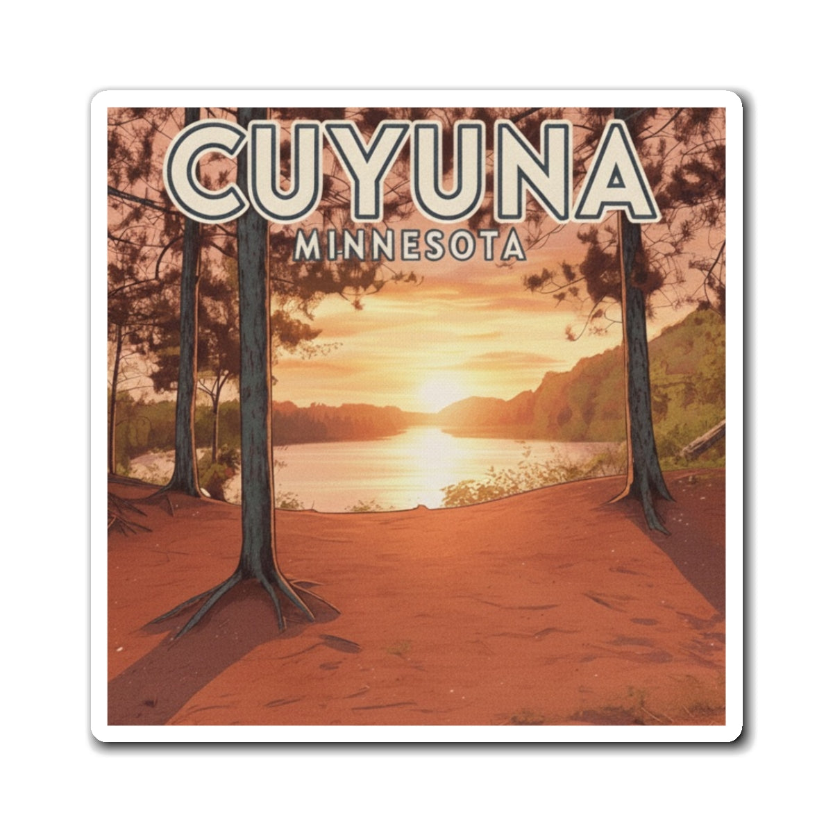 Cuyuna Minnesota Sunset Lake Magnet — Retro Travel Souvenir