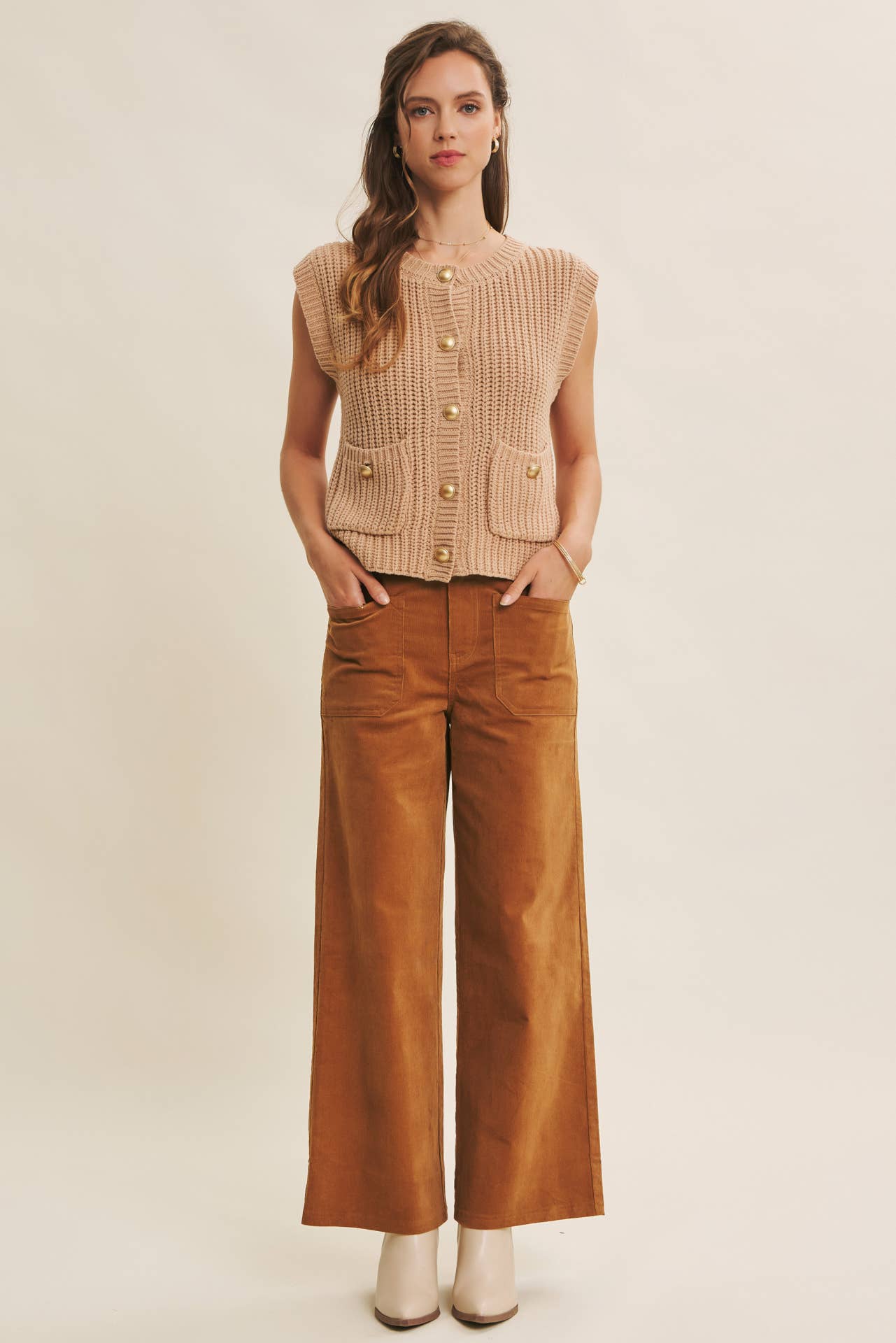 ESSENTIAL COZY CHIC CORDUROY WIDE-LEG PANTS