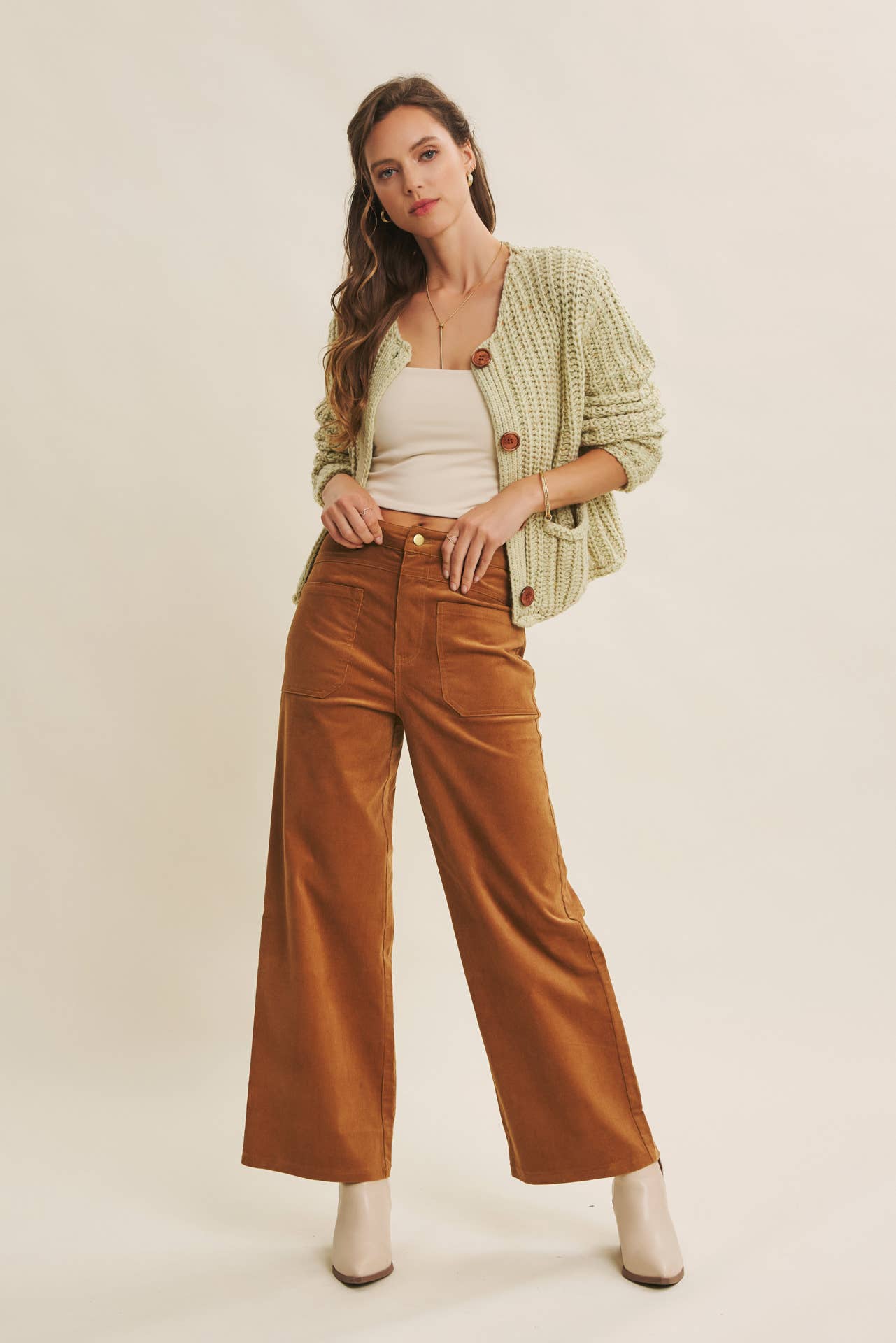 ESSENTIAL COZY CHIC CORDUROY WIDE-LEG PANTS
