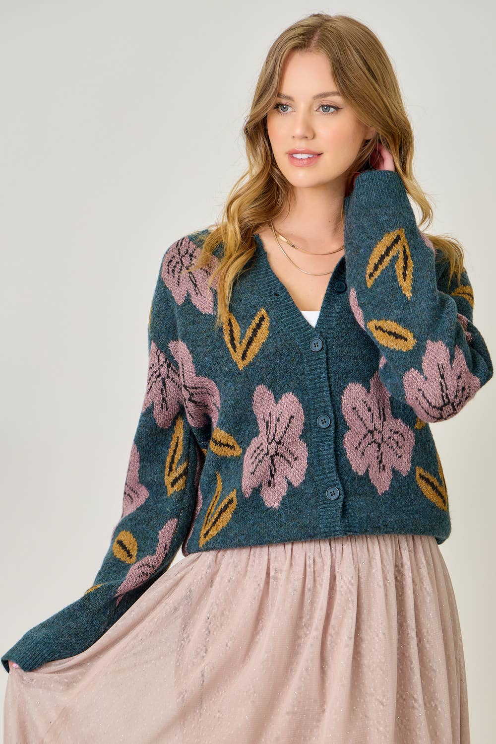 61133 Floral Sweater Cardigan