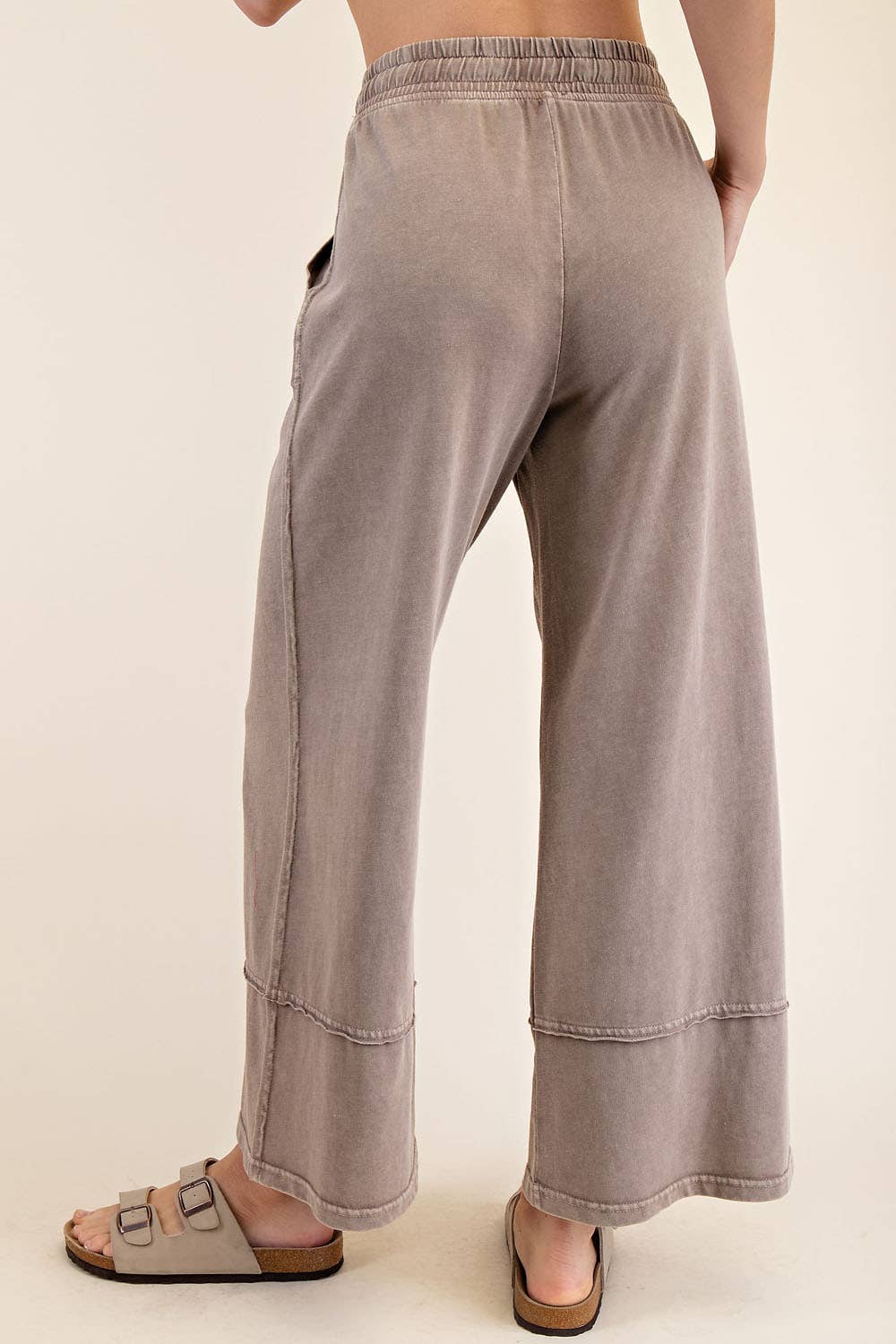 MINERAL WASHED WIDE LEG PANT
