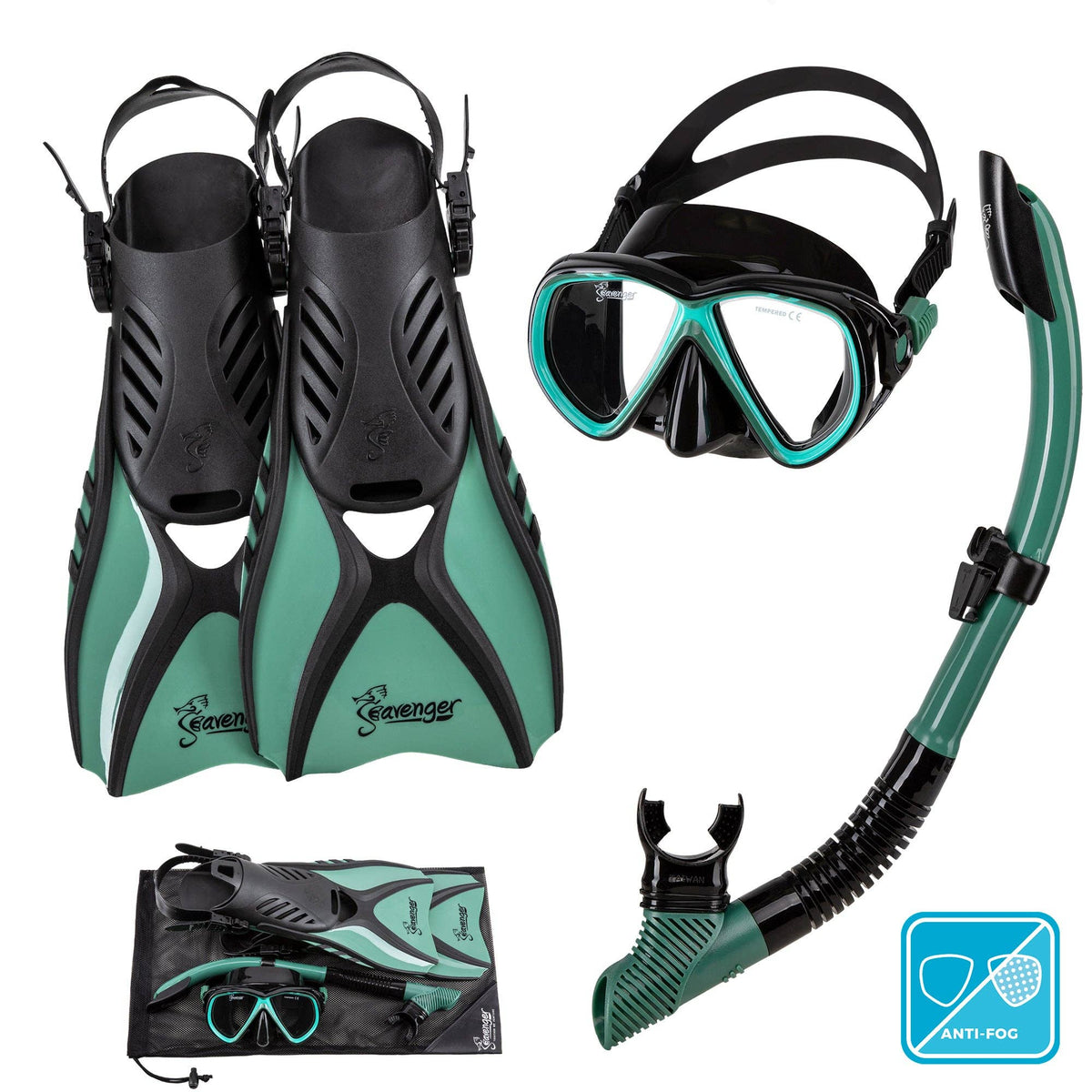 Hanalei Anti-Fog Snorkeling Set - Seafoam Green