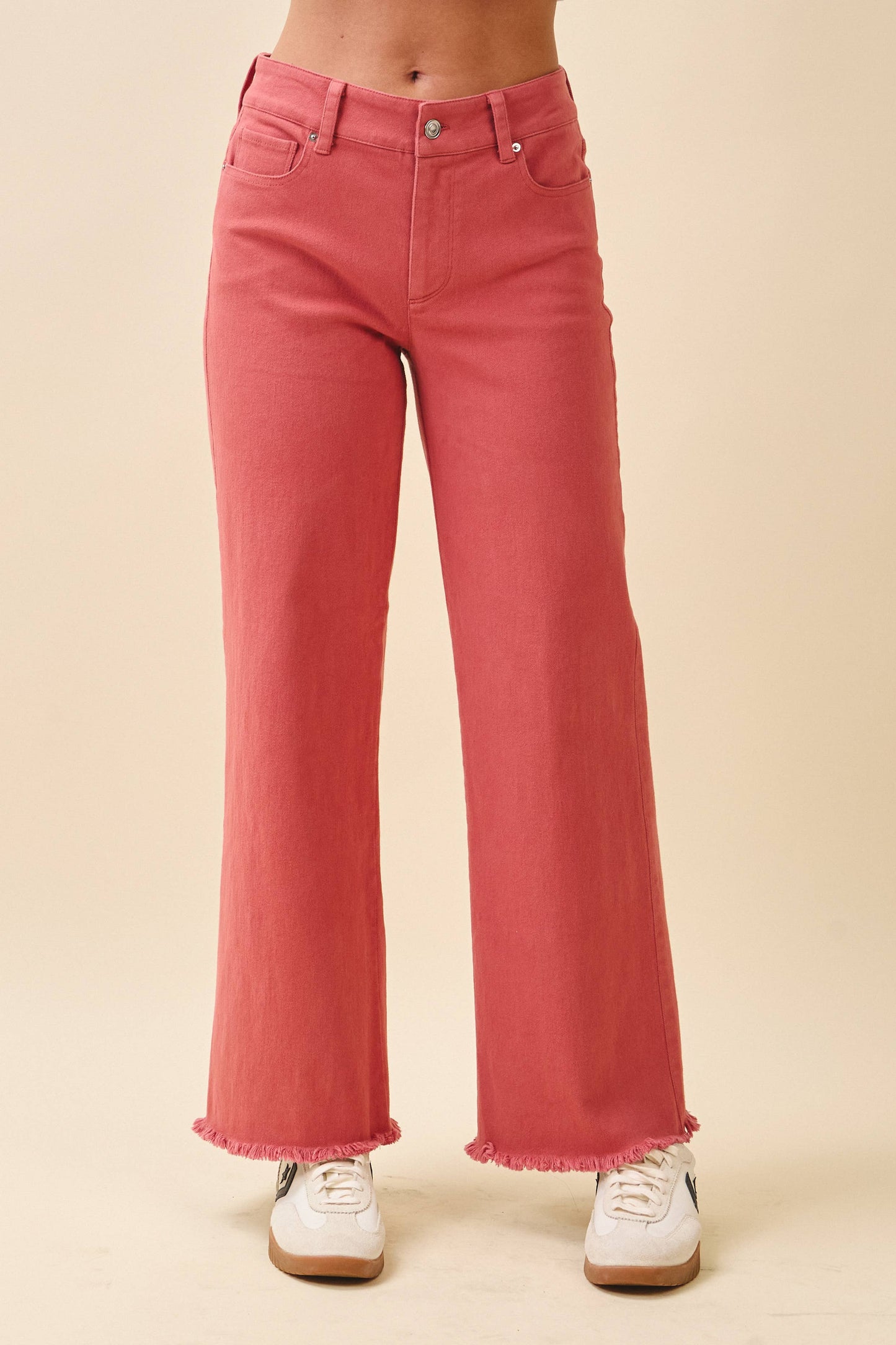 7164GK Wide Leg Raw Hem Denim Pants