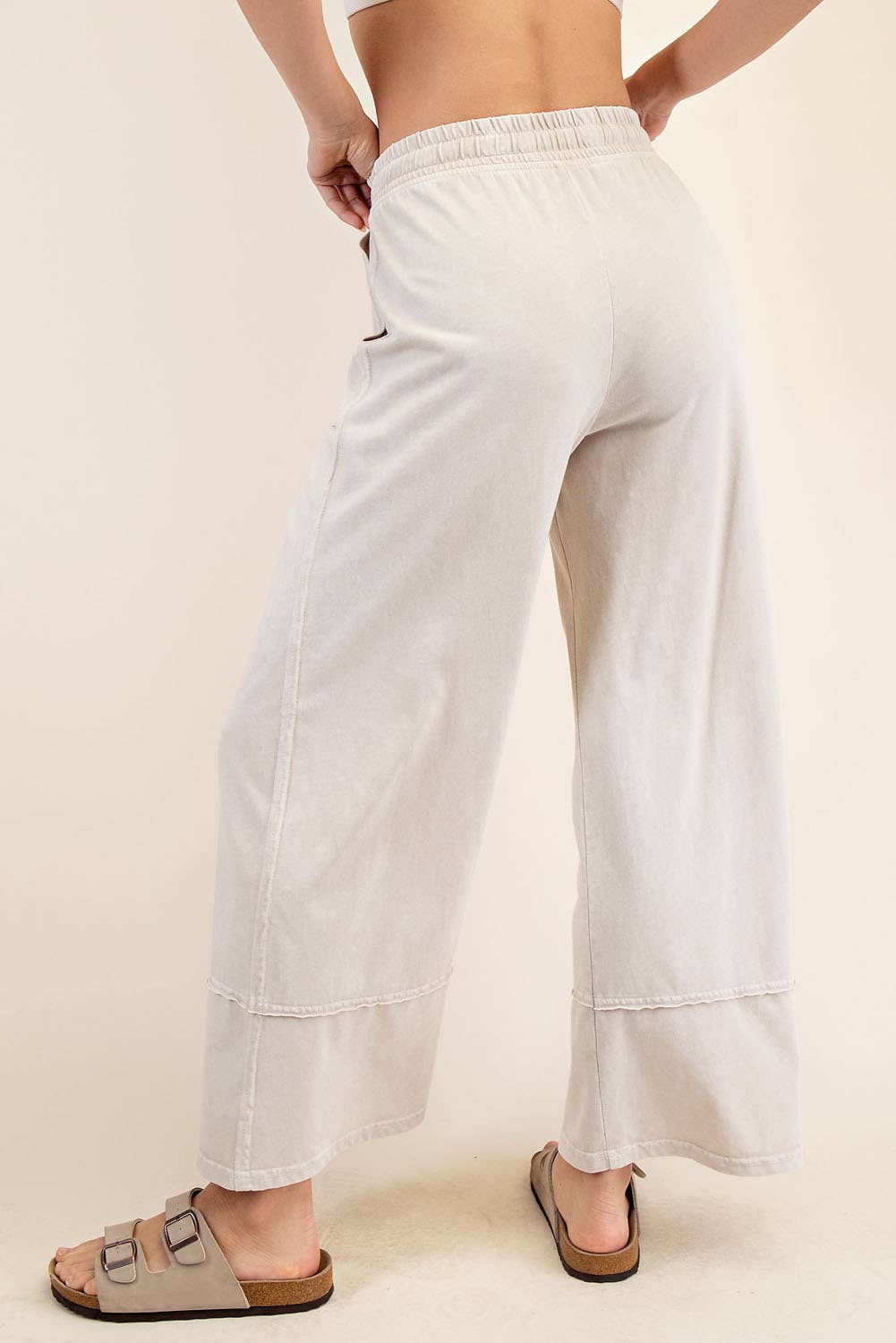 MINERAL WASHED WIDE LEG PANT