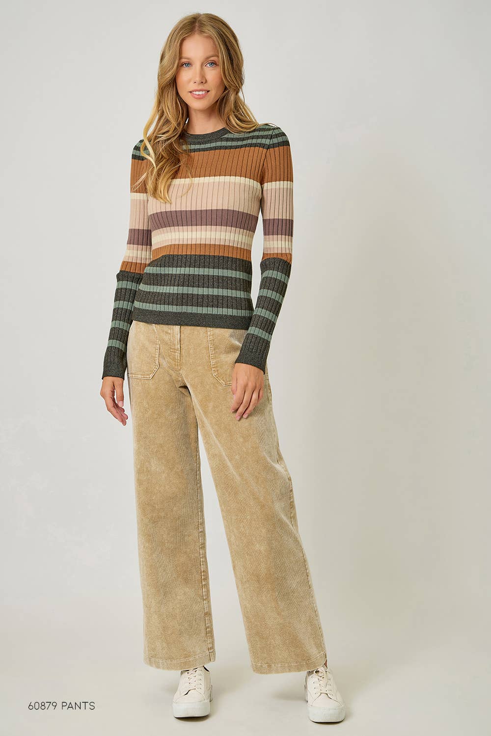 60429 Color Block Striped Sweater Top