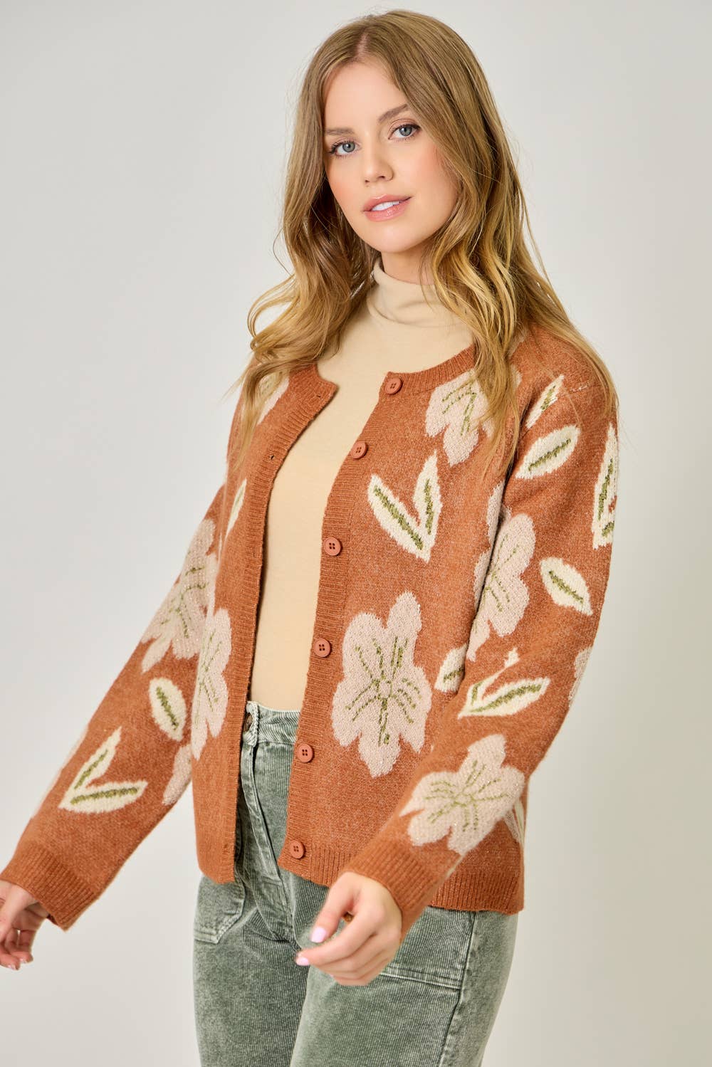 61133 Floral Sweater Cardigan