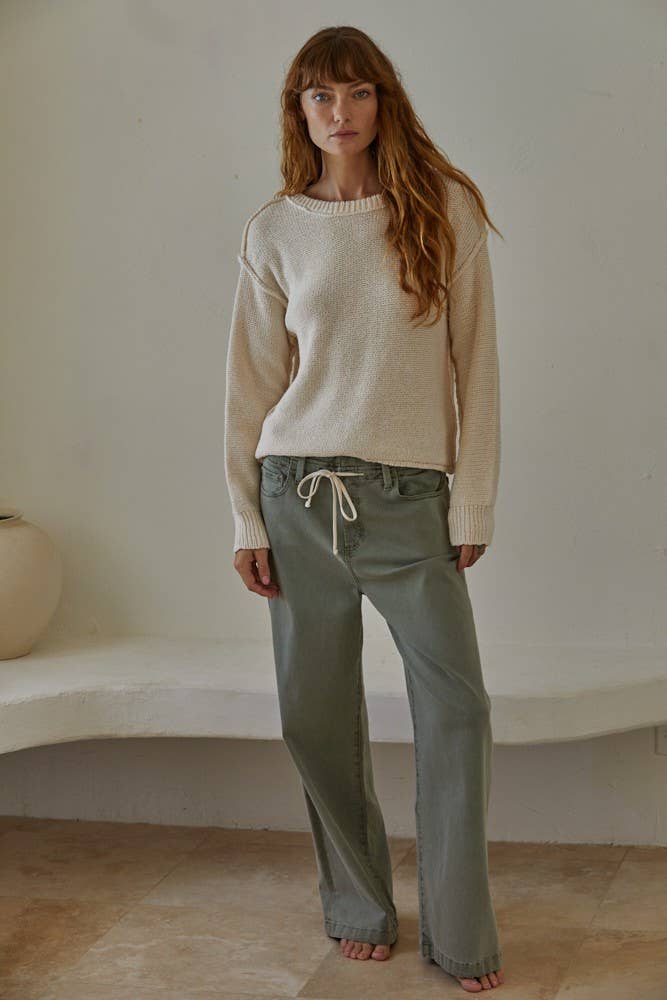 W1155 | Knit Sweater Crew Neck Long Sleeve Pullover Top