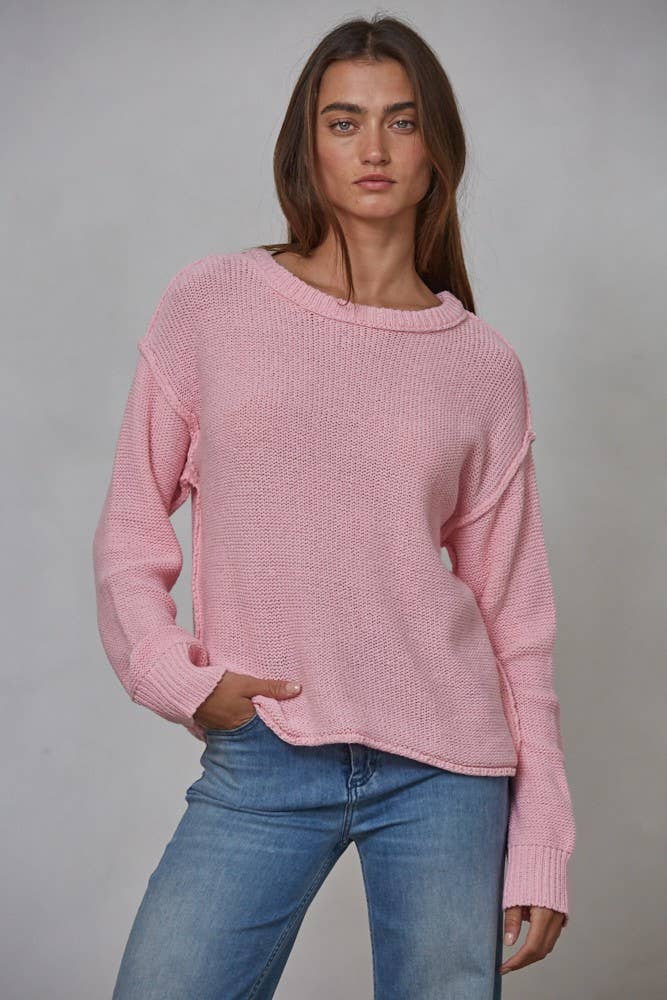 W1155 | Knit Sweater Crew Neck Long Sleeve Pullover Top