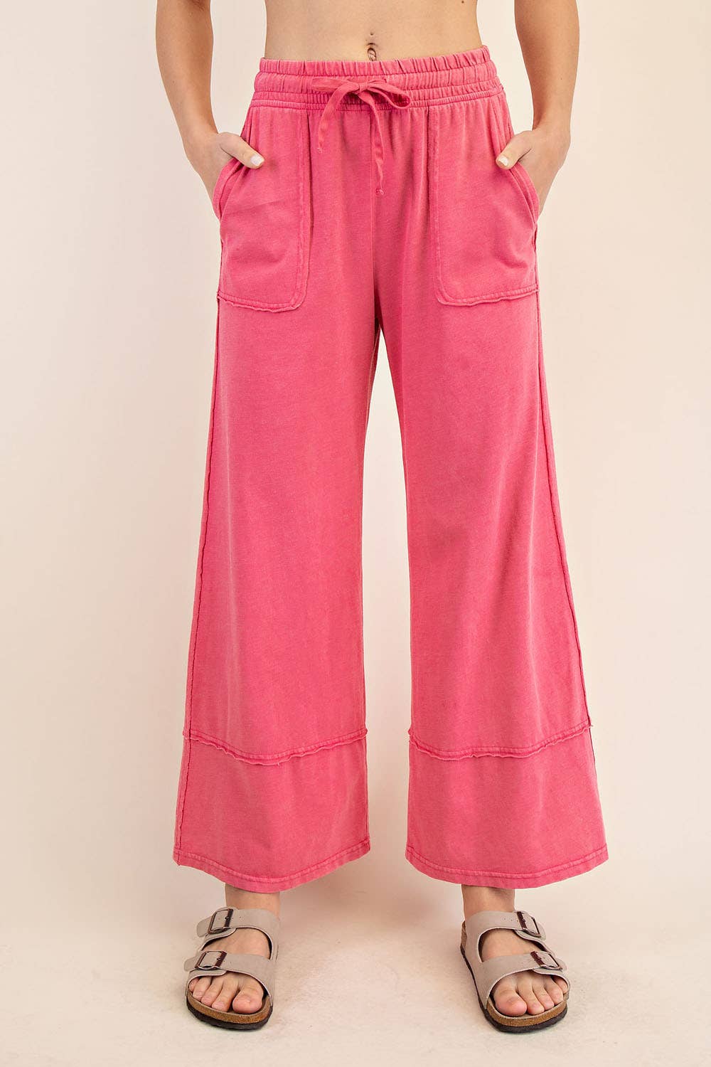 MINERAL WASHED WIDE LEG PANT