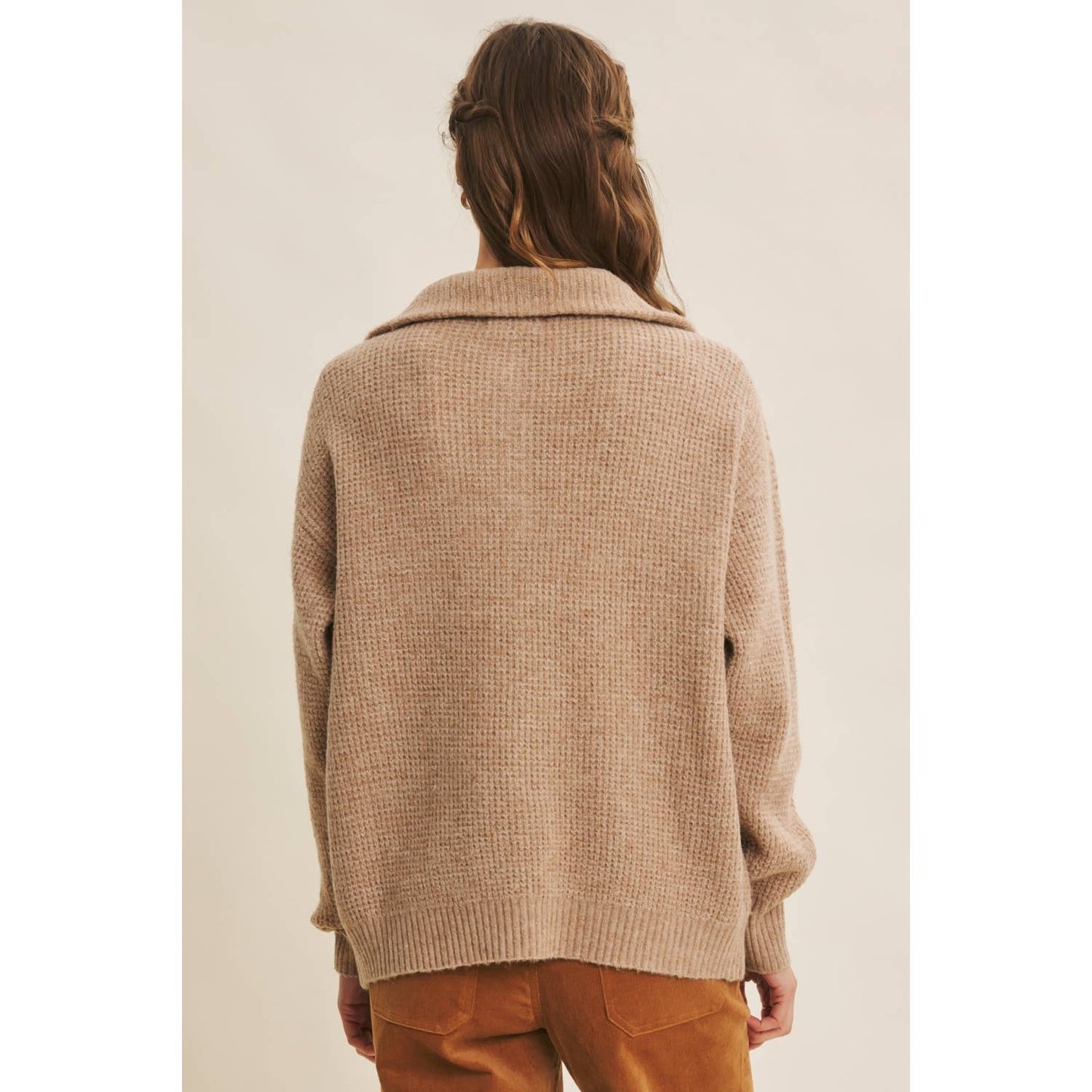 PLANET-FRIENDLY ESSENTIAL WOOL WAFFLE KNIT PULLOVER SWEATER