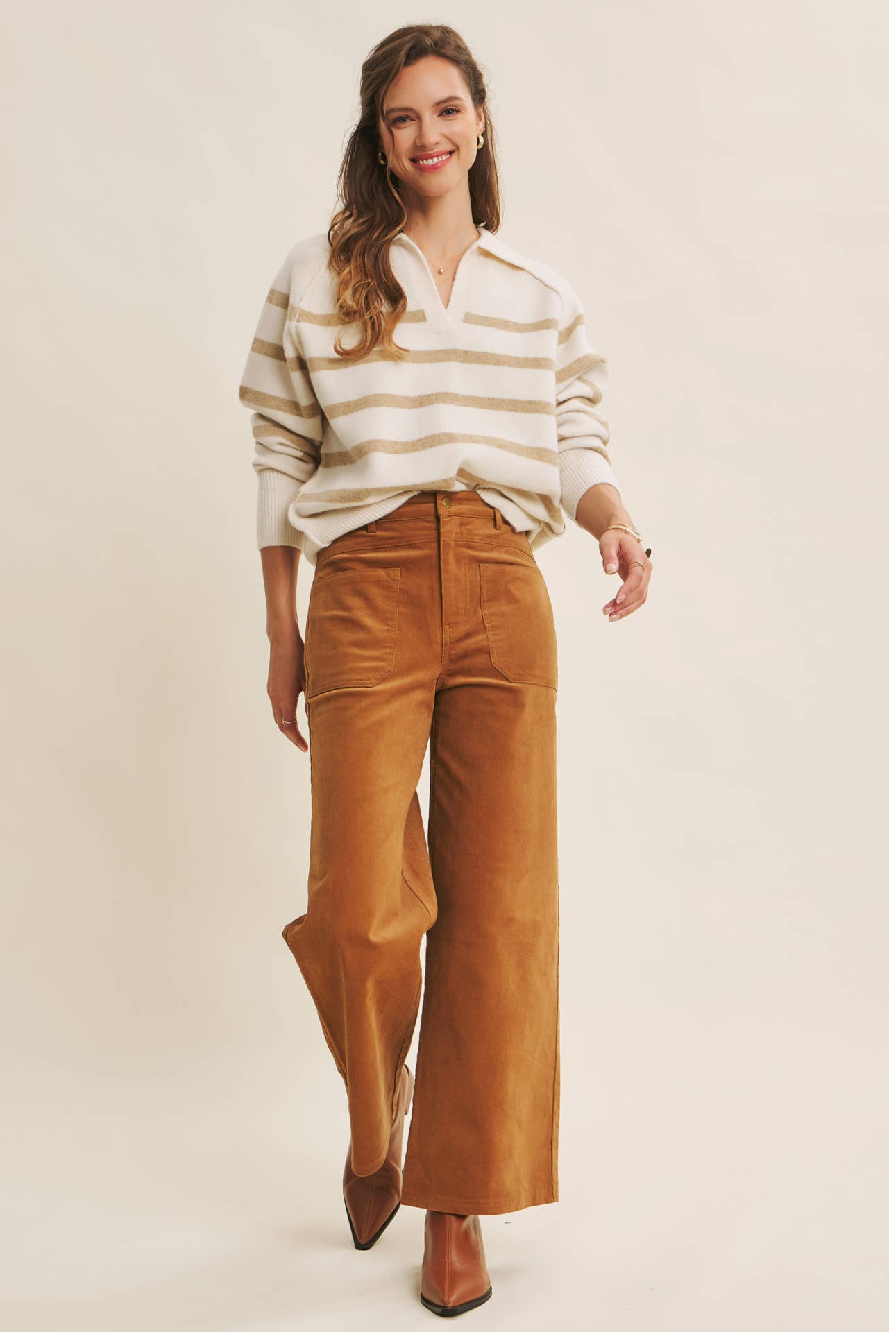 ESSENTIAL COZY CHIC CORDUROY WIDE-LEG PANTS