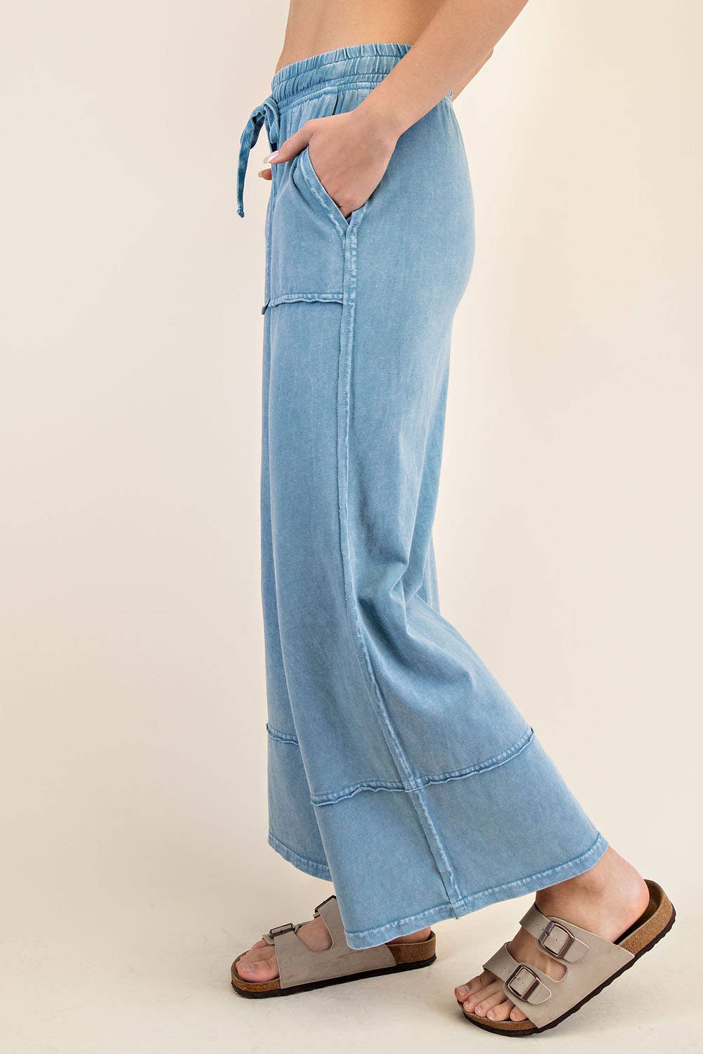 MINERAL WASHED WIDE LEG PANT