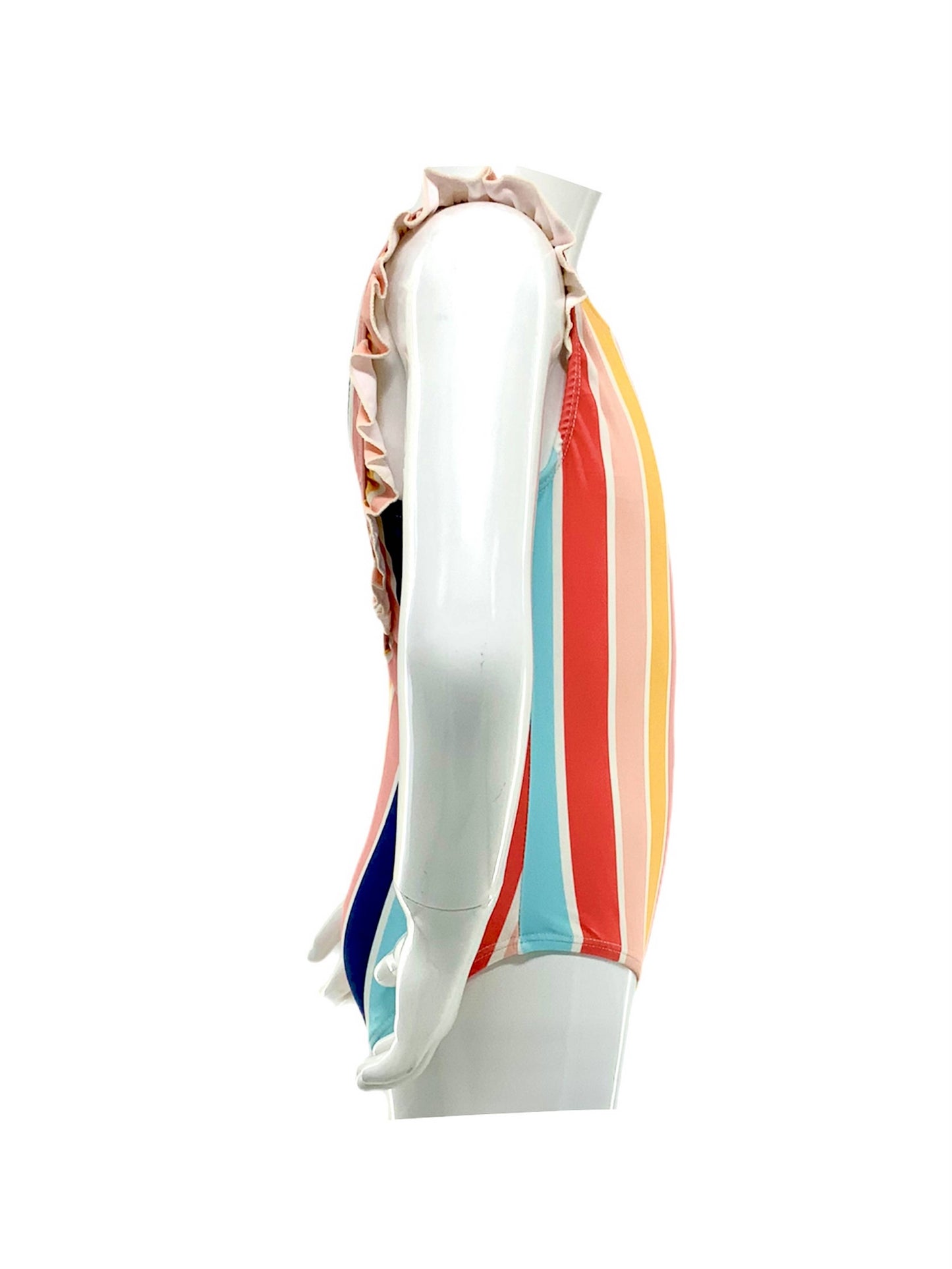 Tank 1pc with Ruffle Around Shoulder Upf 50+ Multi Stripe