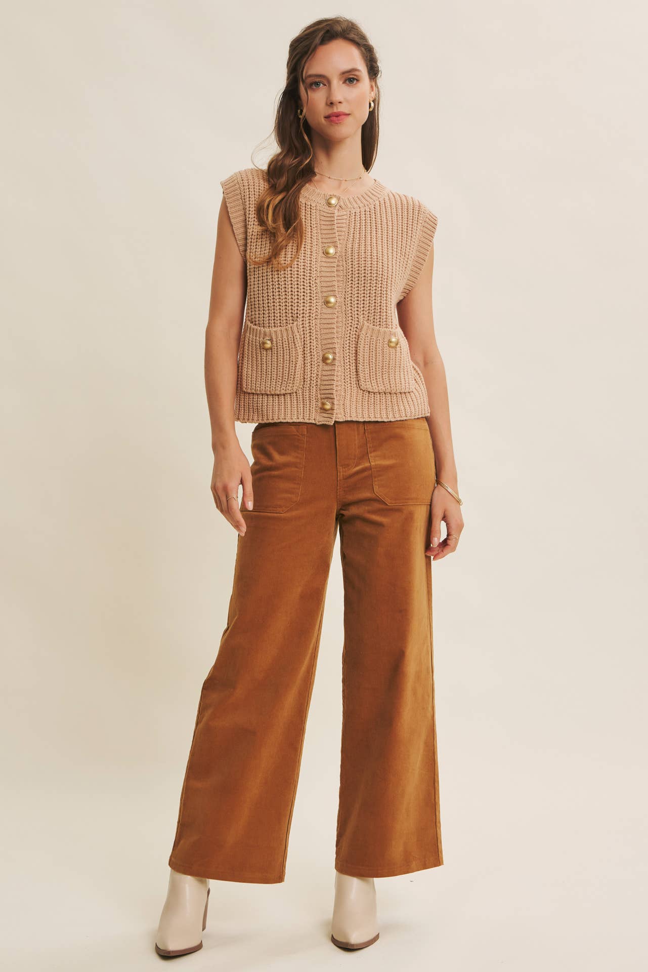 ESSENTIAL COZY CHIC CORDUROY WIDE-LEG PANTS