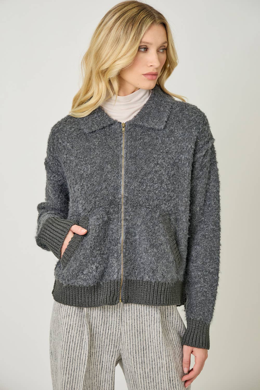 61176 Zip-Up Sweater Jacket