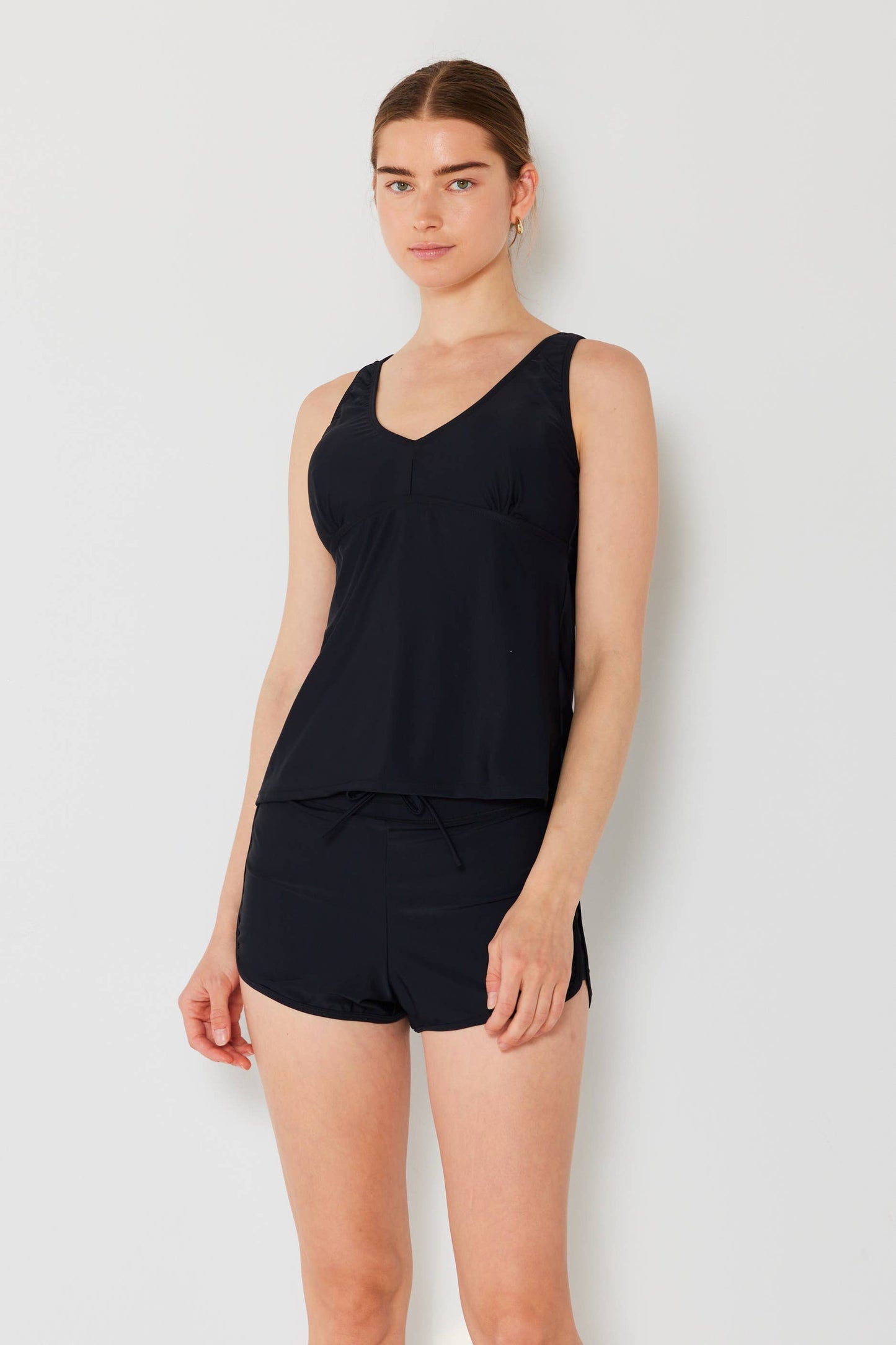 Tankini two piece with back tie _T7033-Black
