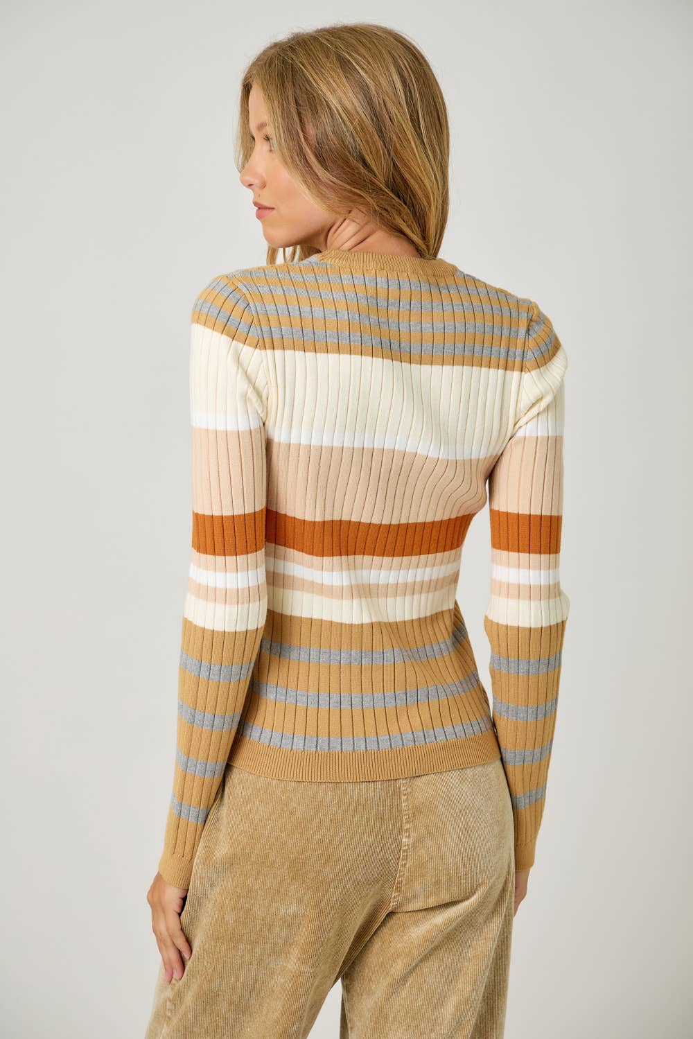 60429 Color Block Striped Sweater Top