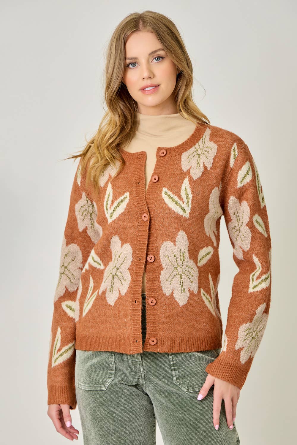61133 Floral Sweater Cardigan