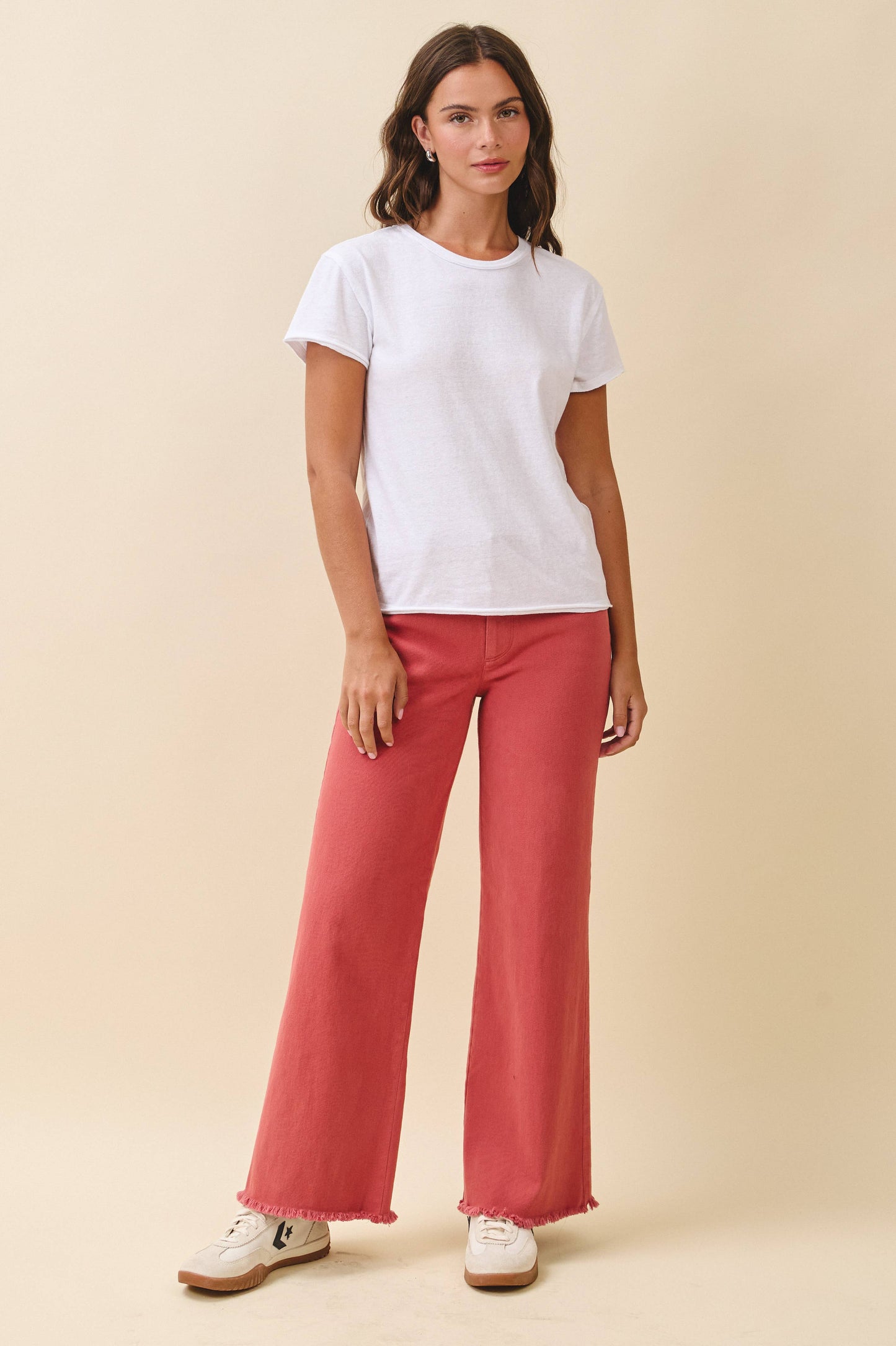 7164GK Wide Leg Raw Hem Denim Pants