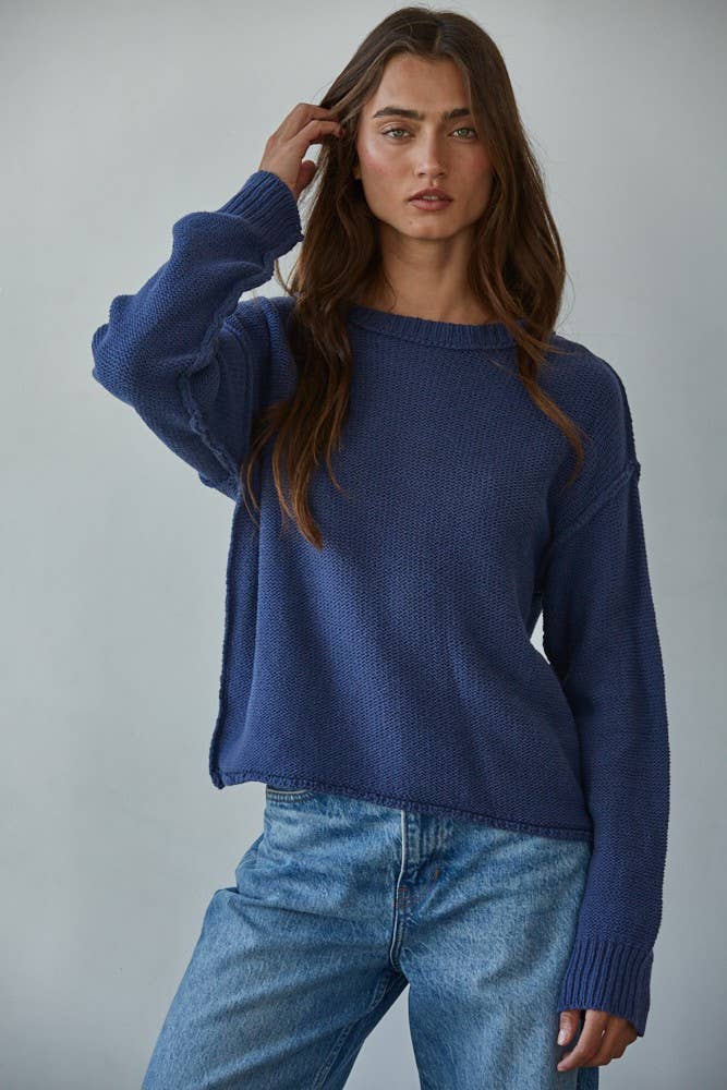 W1155 | Knit Sweater Crew Neck Long Sleeve Pullover Top