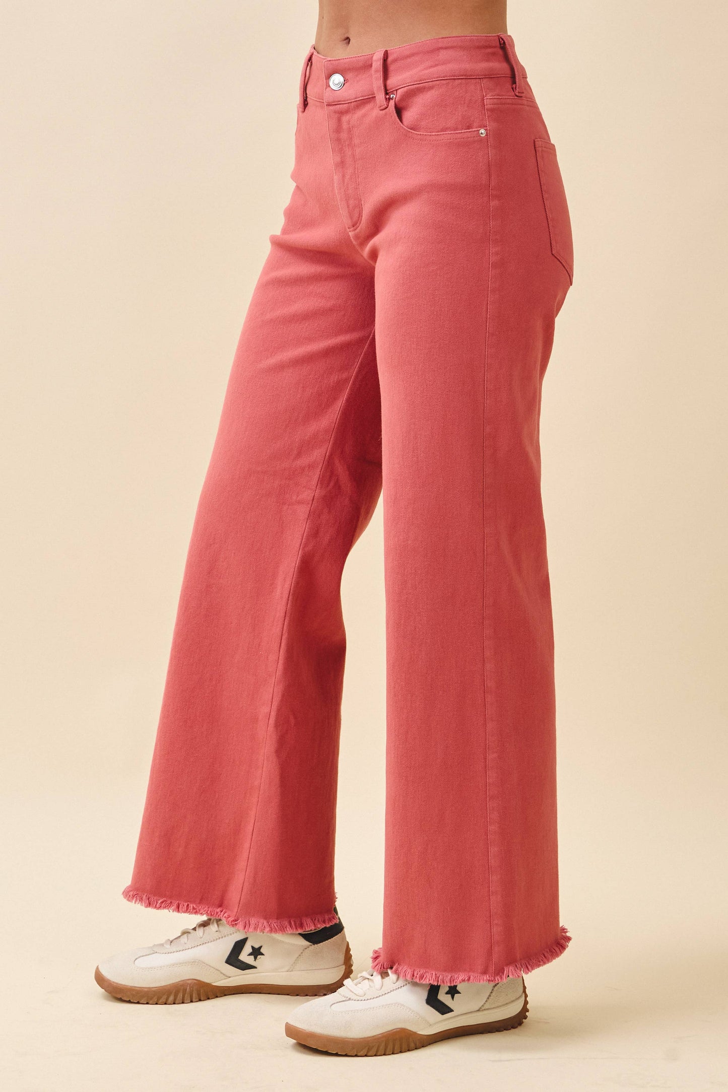 7164GK Wide Leg Raw Hem Denim Pants