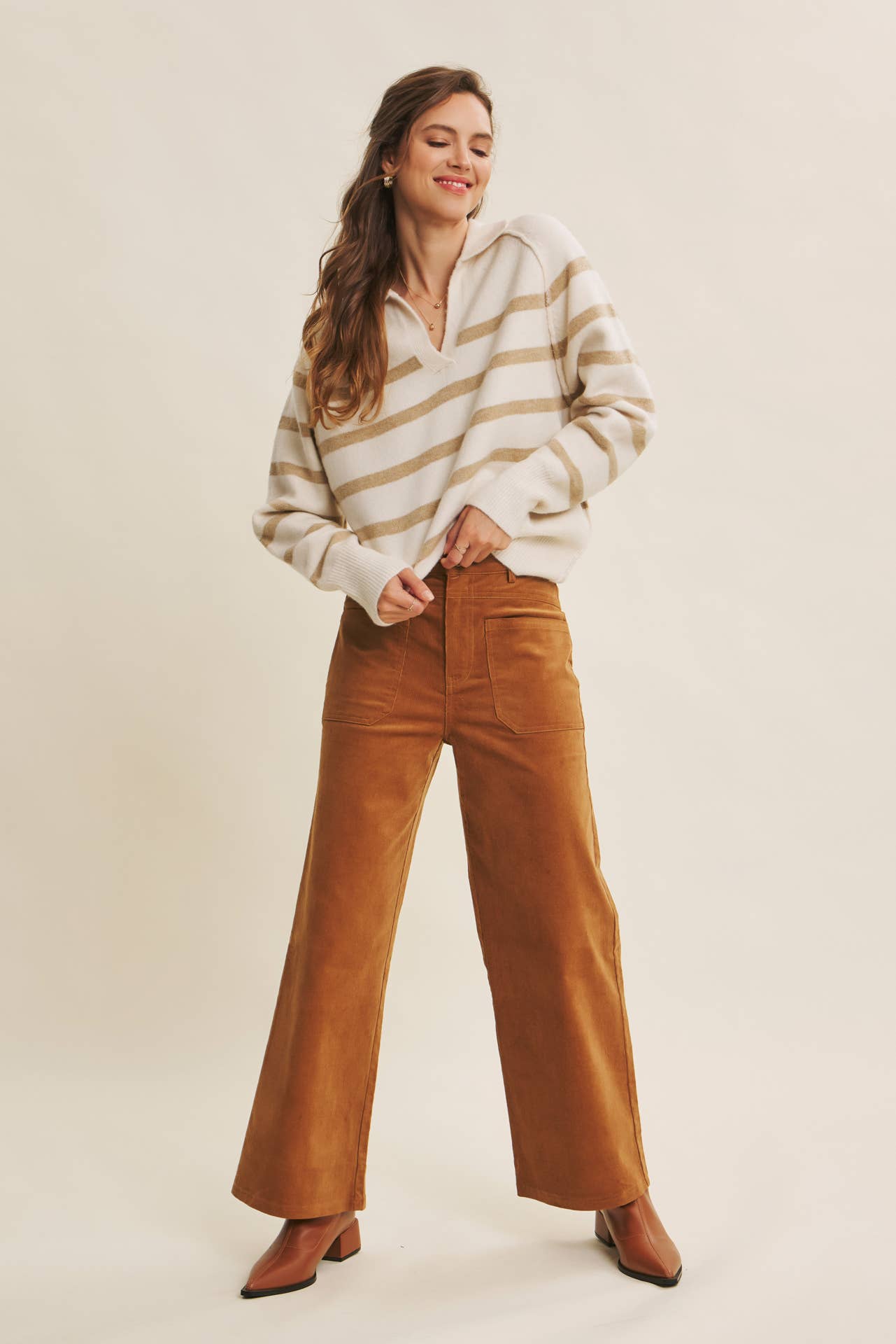 ESSENTIAL COZY CHIC CORDUROY WIDE-LEG PANTS