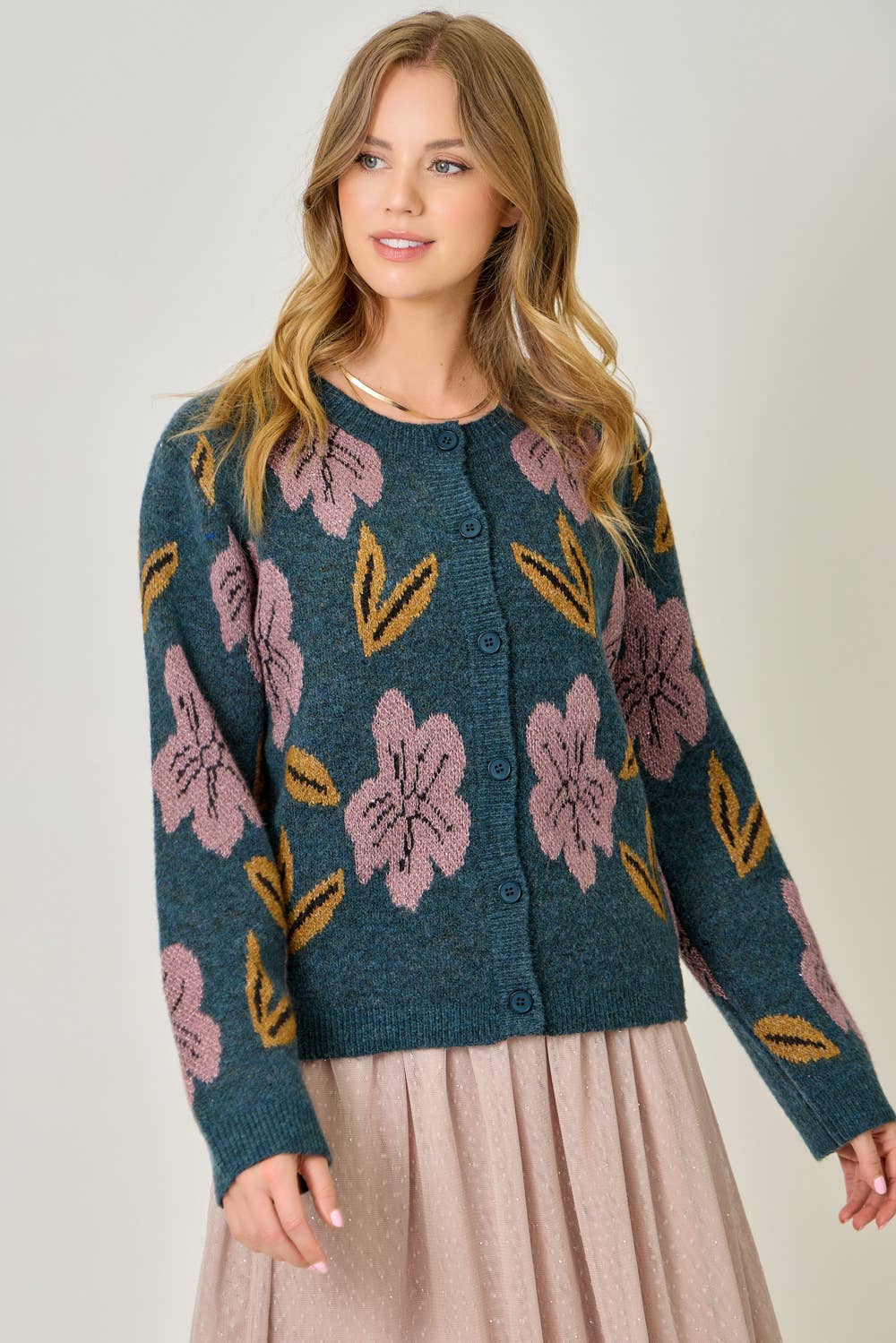 61133 Floral Sweater Cardigan