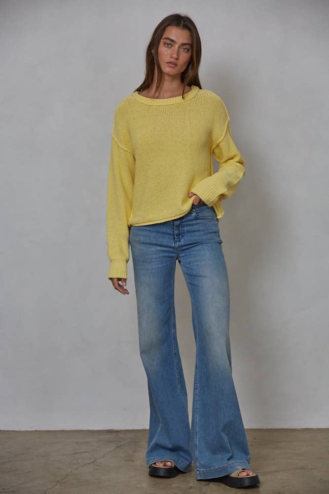 W1155 | Knit Sweater Crew Neck Long Sleeve Pullover Top