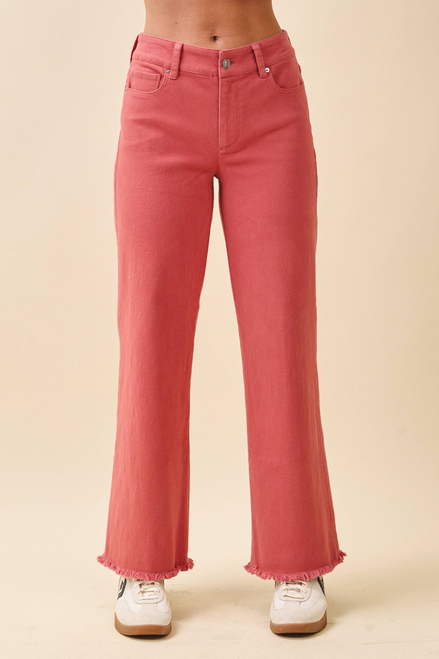 7164GK Wide Leg Raw Hem Denim Pants