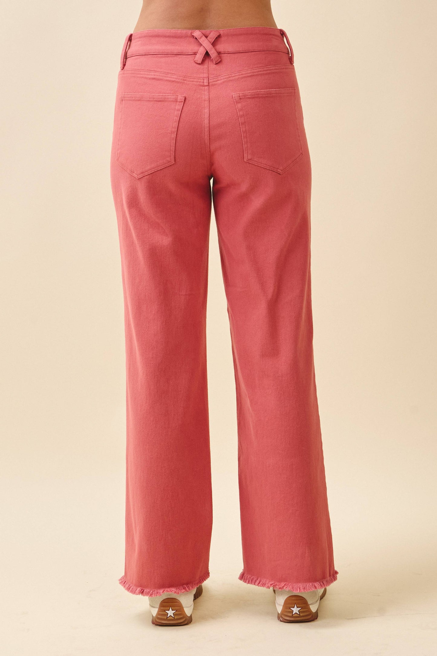 7164GK Wide Leg Raw Hem Denim Pants