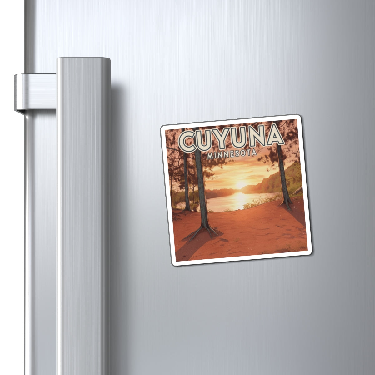 Cuyuna Minnesota Sunset Lake Magnet — Retro Travel Souvenir