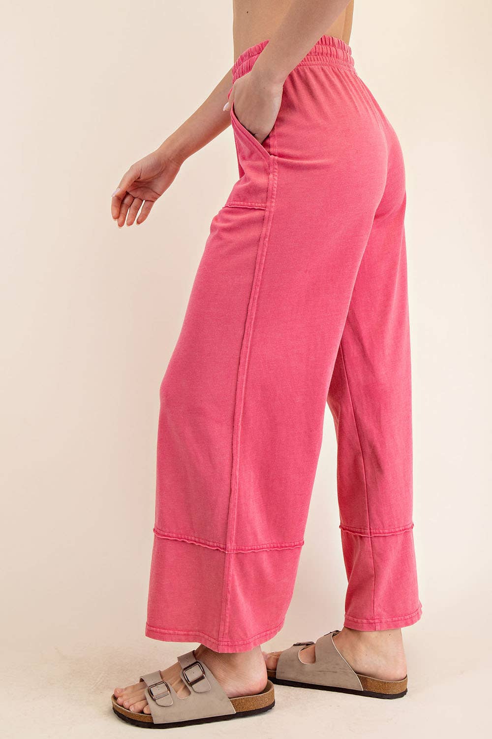 MINERAL WASHED WIDE LEG PANT