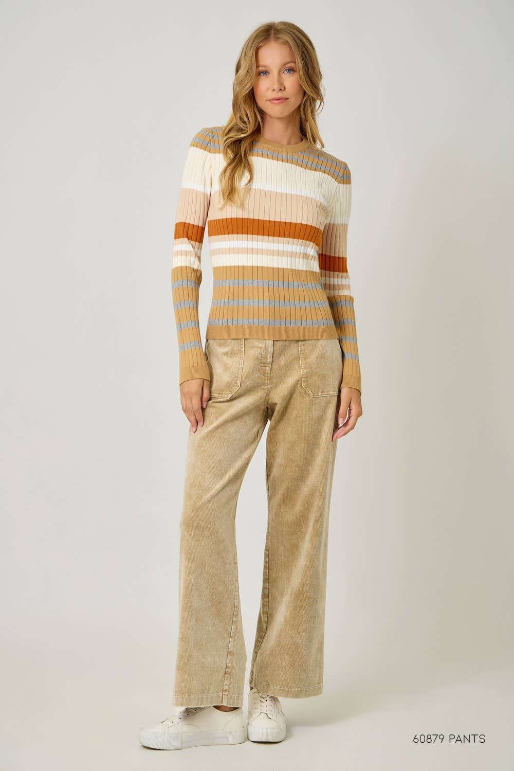 60429 Color Block Striped Sweater Top