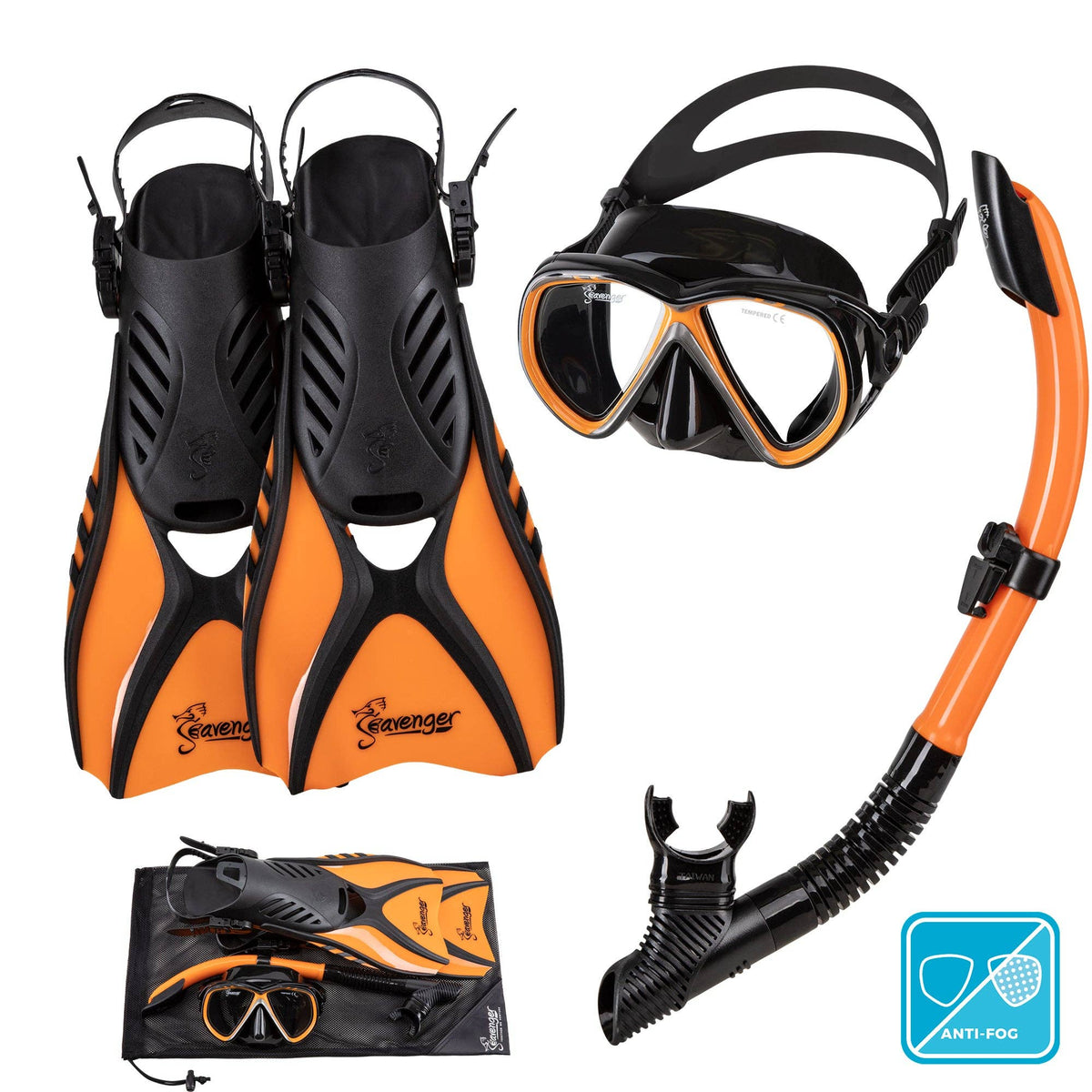Hanalei Anti-Fog Snorkeling Set - Orange Peel