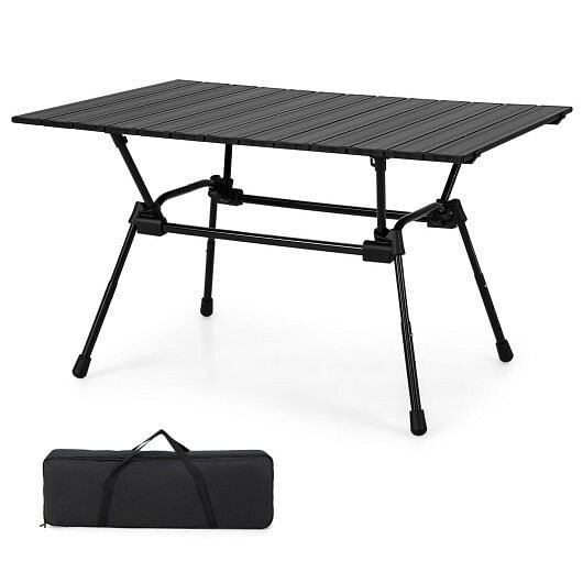 Folding Heavy-Duty Aluminum Camping Table with Carrying Bag-Silver-5