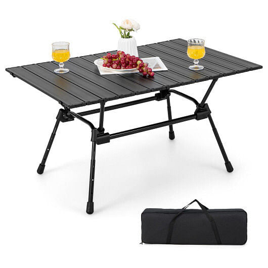 Folding Heavy-Duty Aluminum Camping Table with Carrying Bag-Silver-0