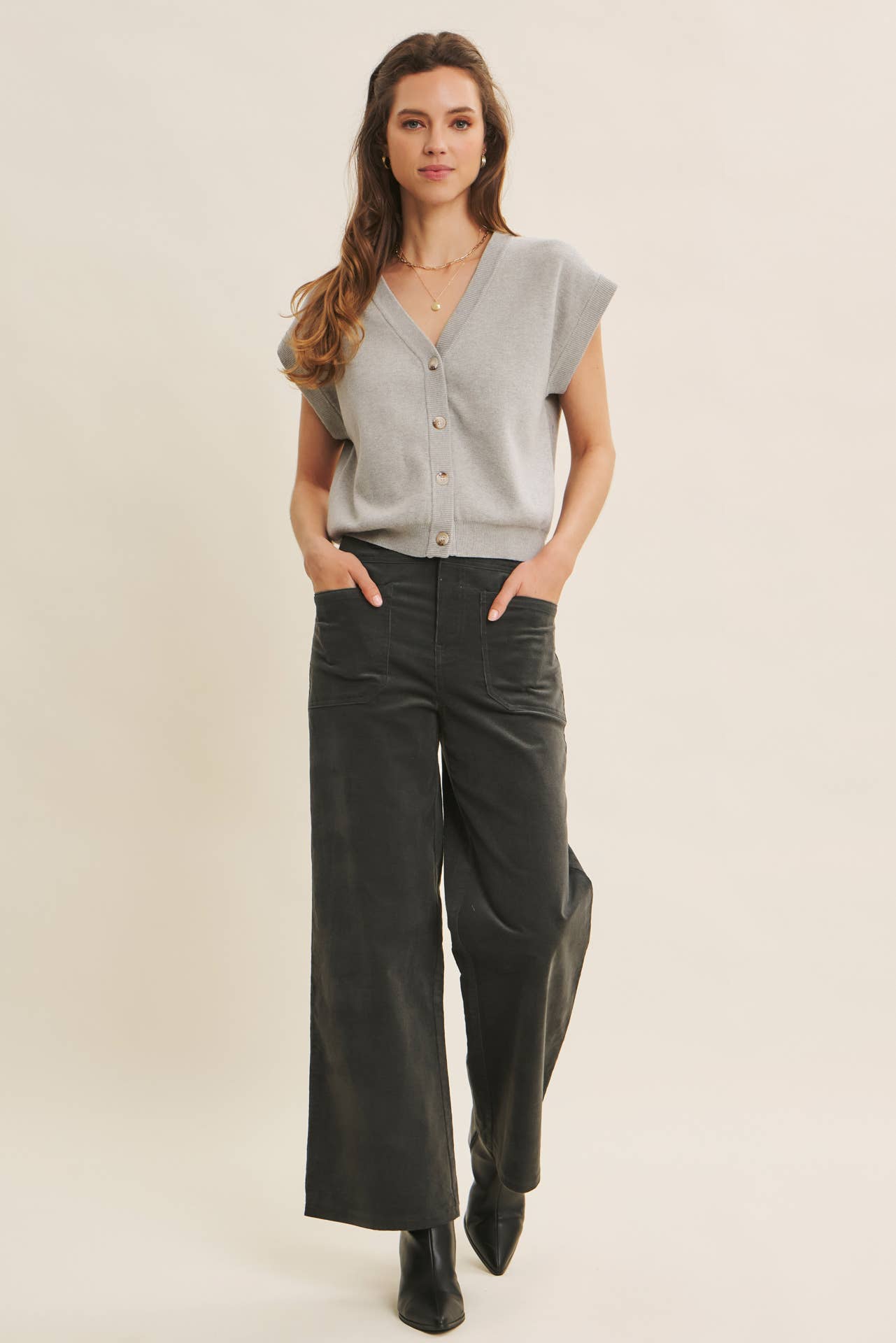 ESSENTIAL COZY CHIC CORDUROY WIDE-LEG PANTS
