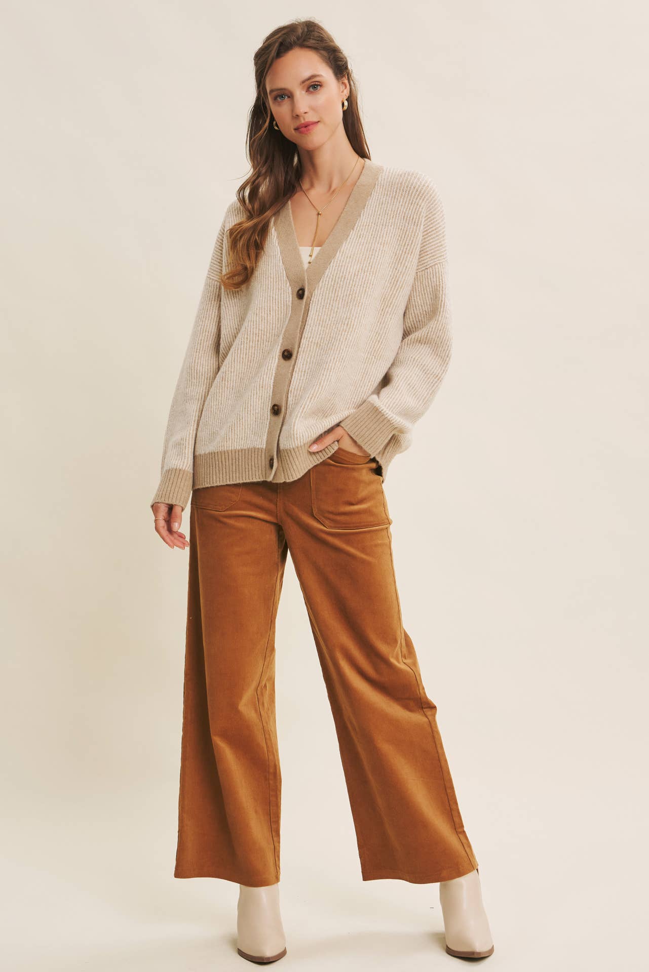 ESSENTIAL COZY CHIC CORDUROY WIDE-LEG PANTS