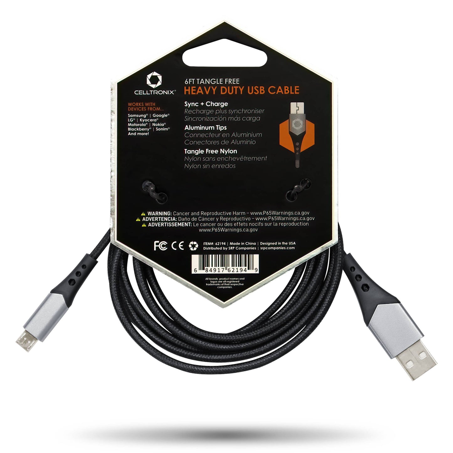 *Celltronix Titanium 6' Fast Charging Micro USB Cable
