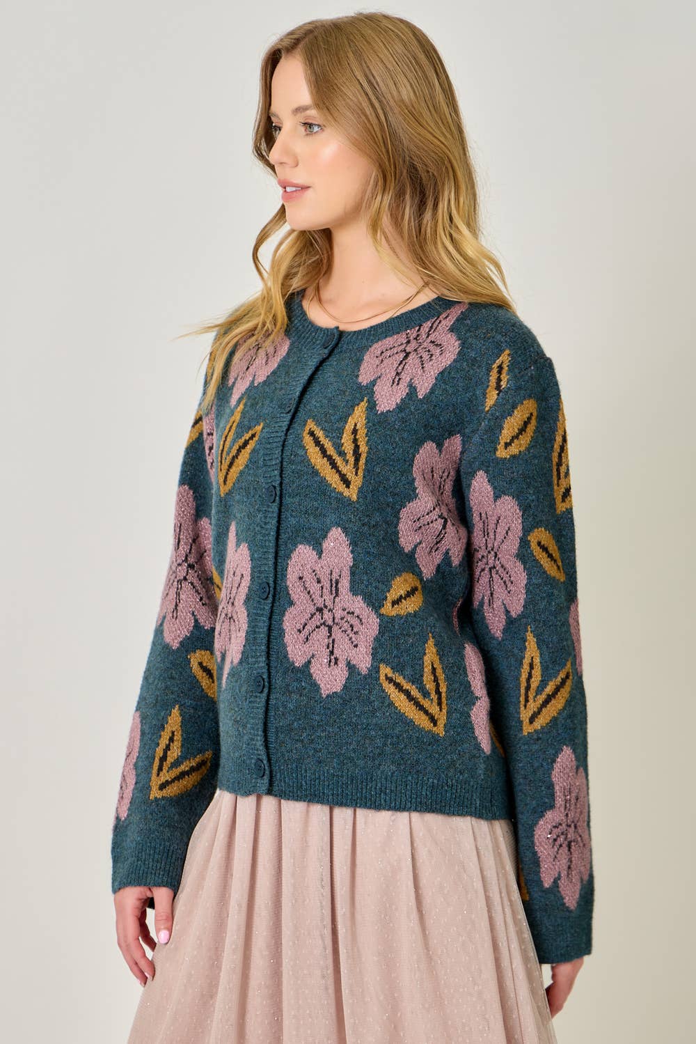 61133 Floral Sweater Cardigan